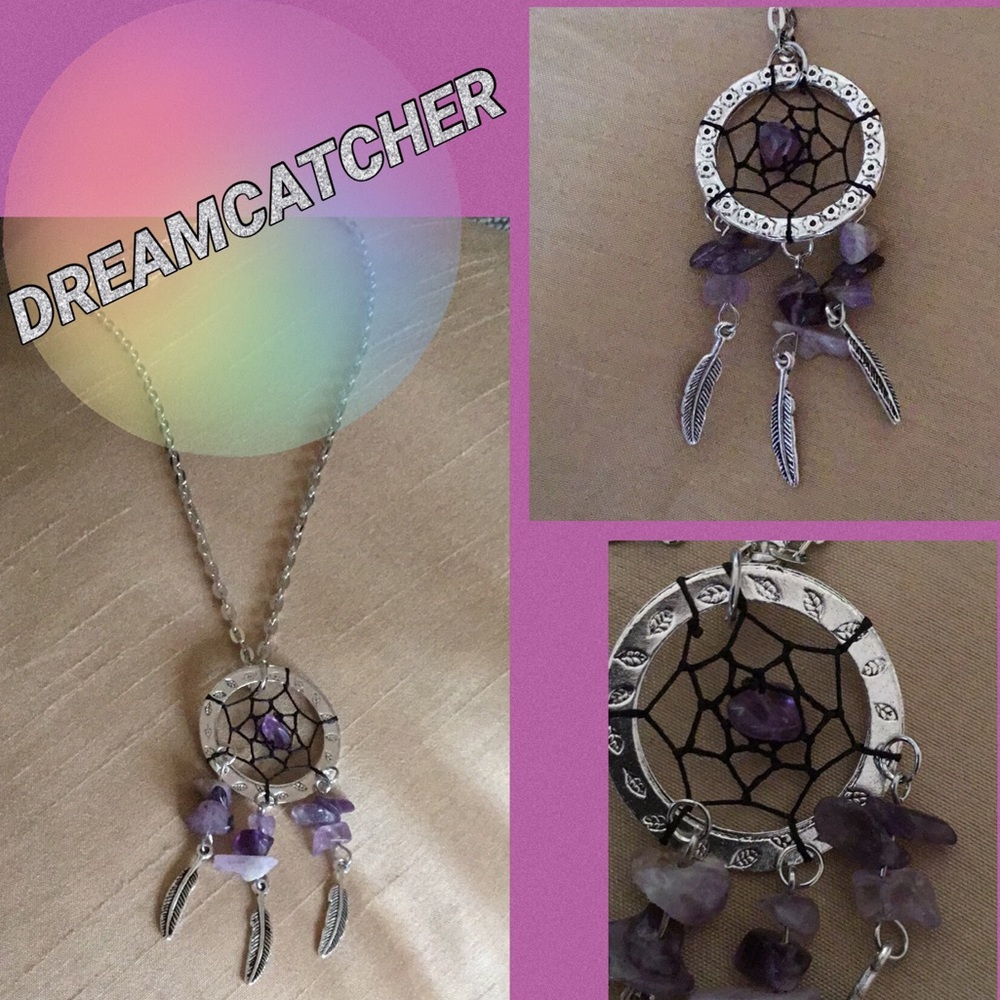 DREAMCATCHER NECKLACE PURPLE STONE BEADS